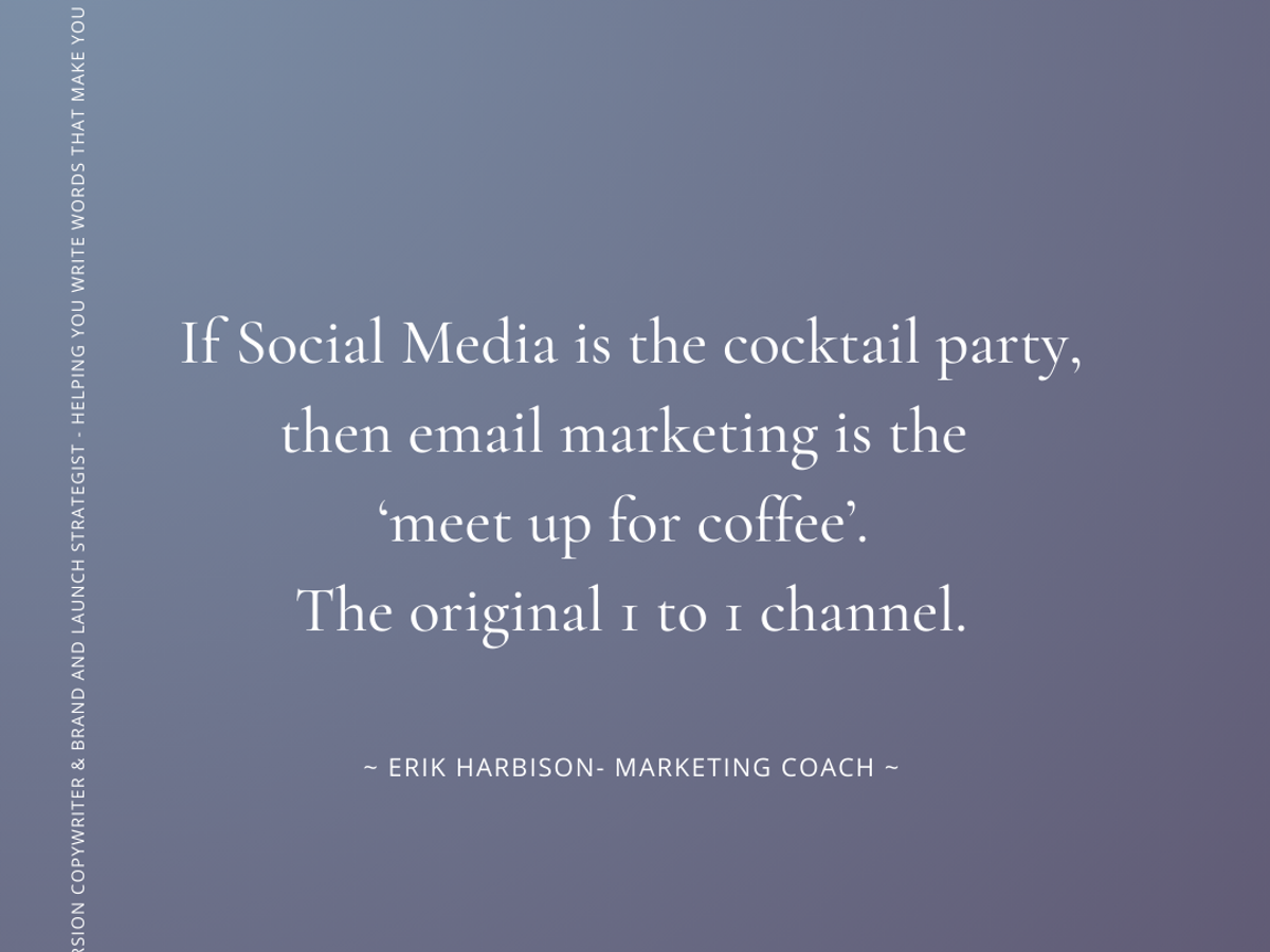 Quote from Maketer Erik Harbison about email marketing