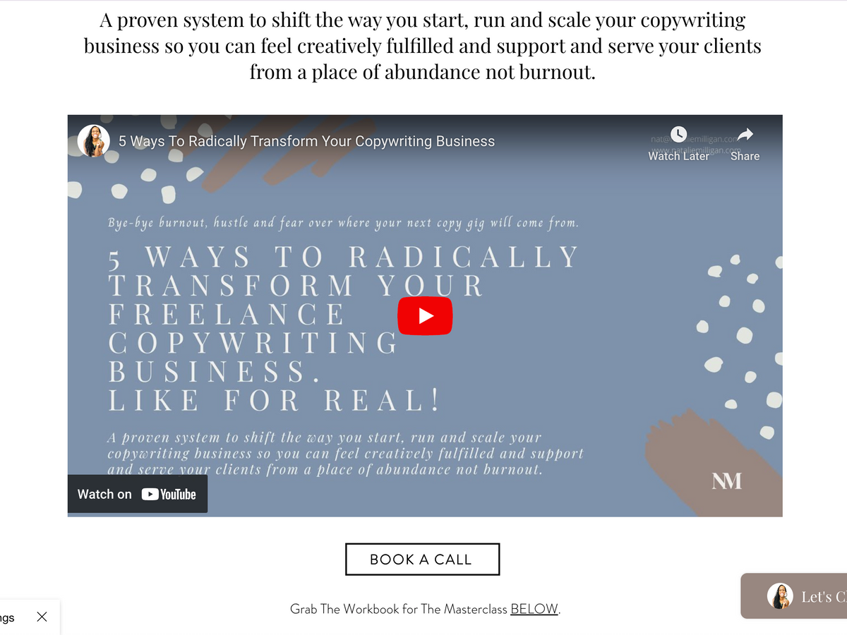 The Copywriting Masterclass by Natalie Milligan for freelance copywriters