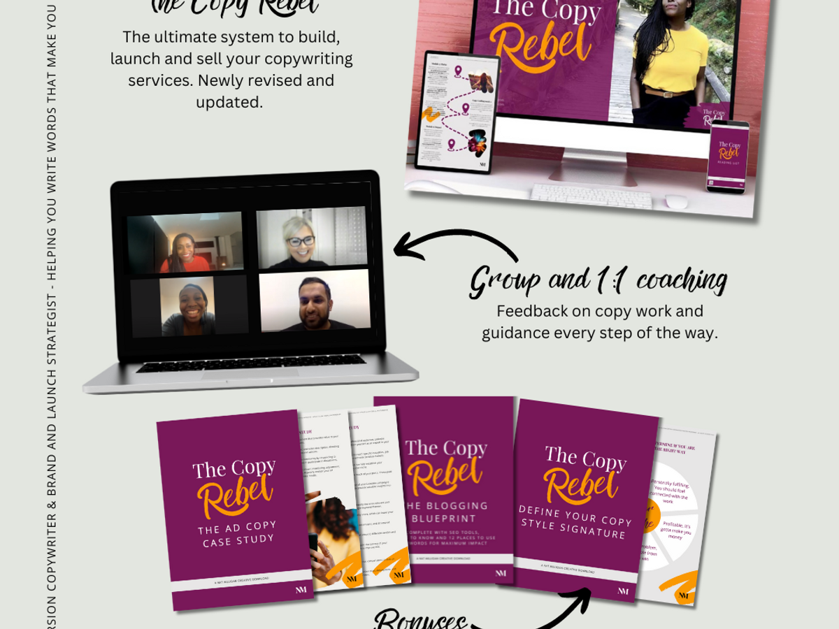 Infographic showing some of the features of The Copy Rebel Programme