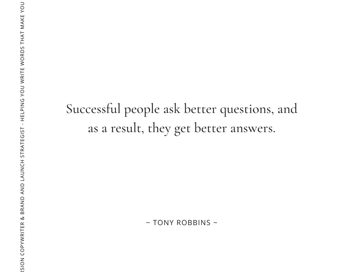 Tony Robbins quote from Conversion Copywriter Natalie Milligan Blog for Aspiring Entrepreneurs
